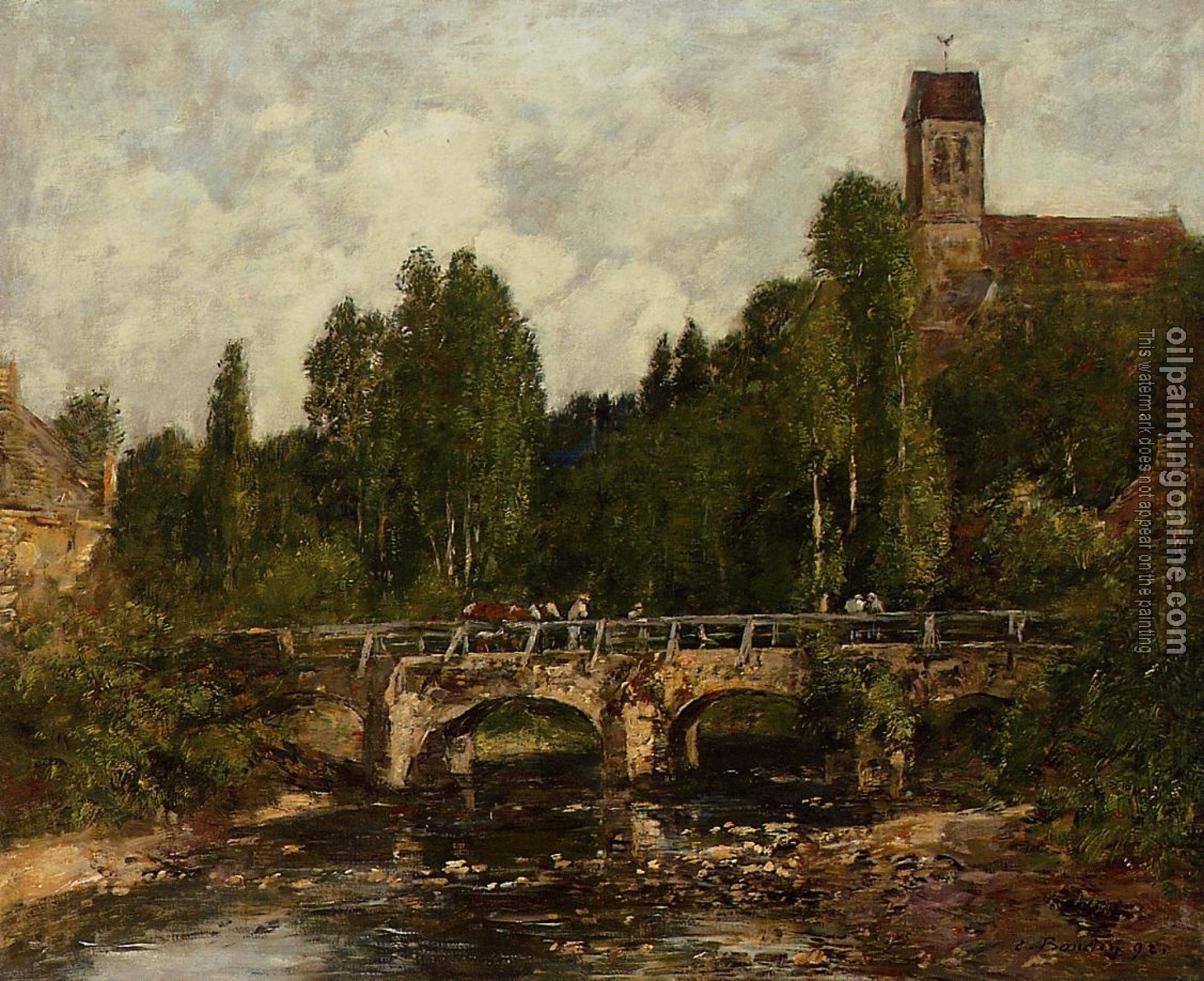 Boudin, Eugene - Saint-Cenery, the Church and the Bridge